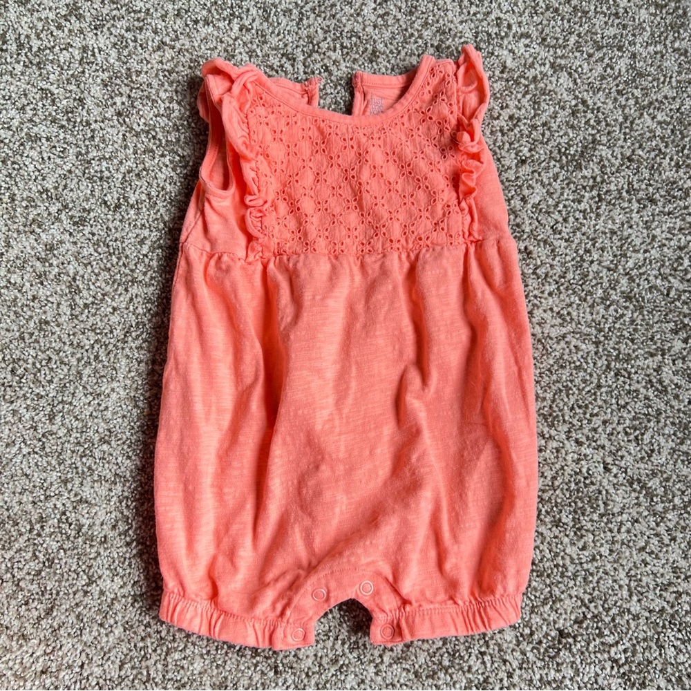 Just One You by Carter’s Coral Pink/Orange Romper (Size 18M)